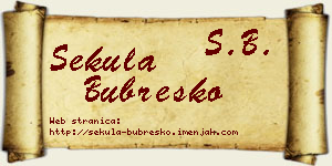 Sekula Bubreško vizit kartica